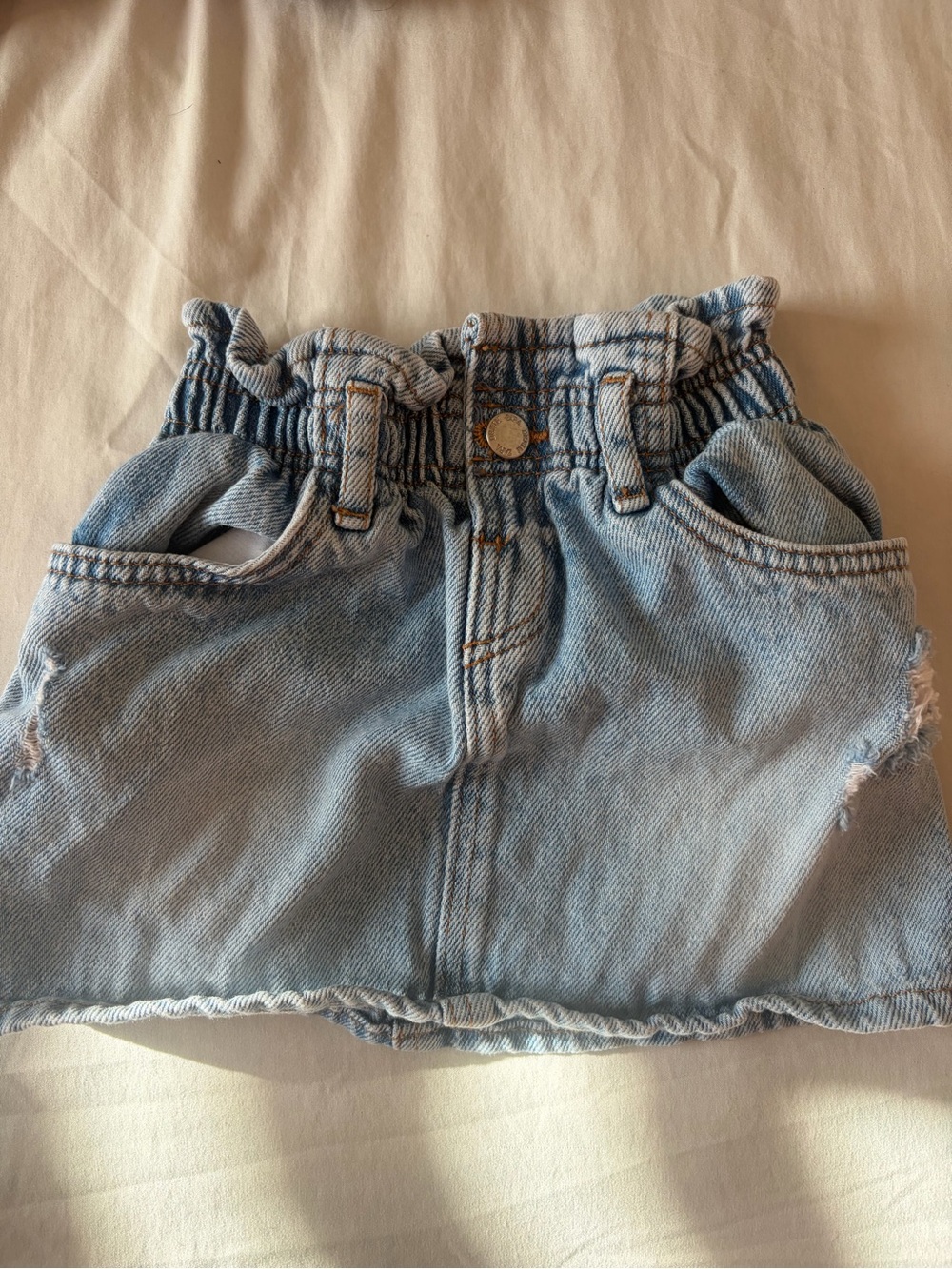 Zara Light Blue Paperbag-Waist Denim Skirt for Kids